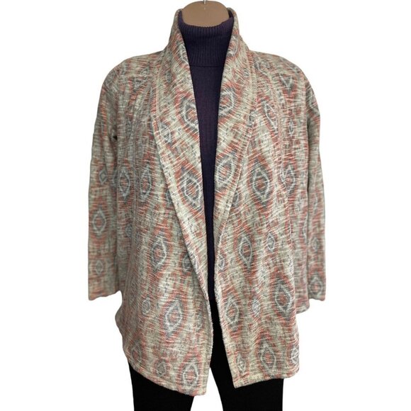 LUCKY BRAND Open Jacket Sweater Cardigan Medium Multicolor Southwestern Boho EUC - Picture 3 of 15